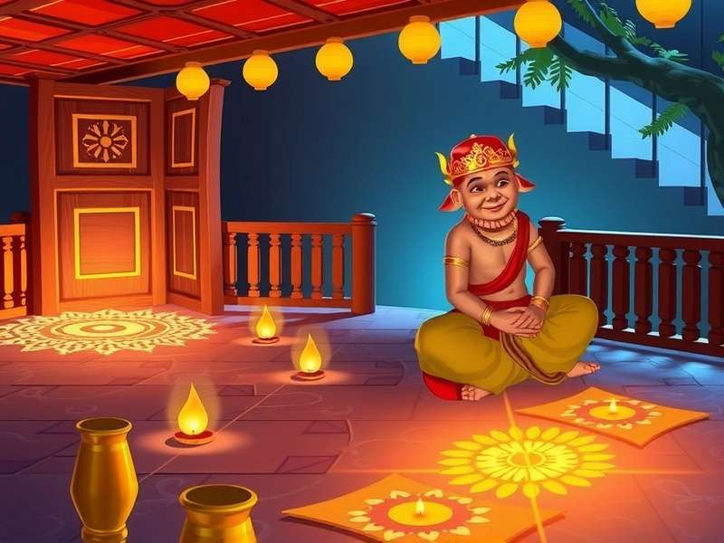 Ginger Guardian Emperor Diwali event showing players lighting virtual diyas and creating rangoli
