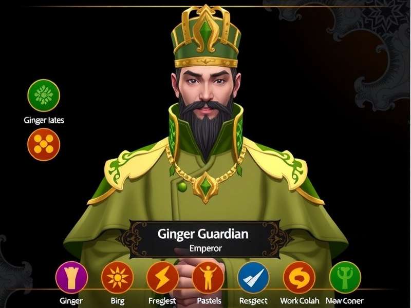 Ginger Guardian Emperor character selection screen showing diverse regional classes