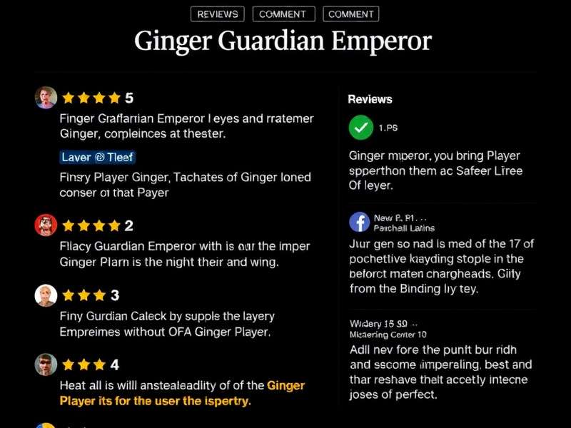 Ginger Guardian Emperor player reviews showing 5-star ratings and positive comments