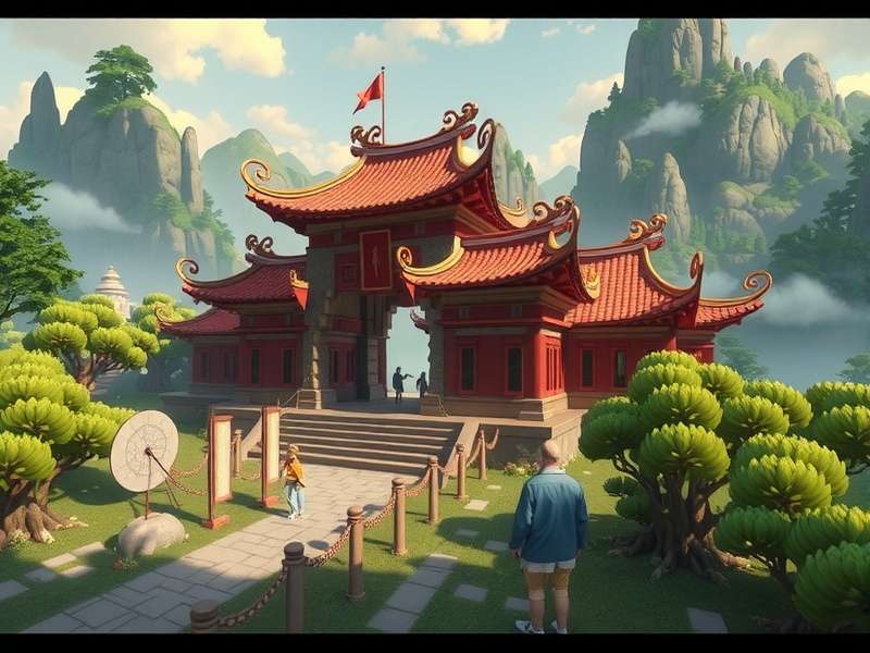 Ginger Guardian Emperor virtual village showing players collaborating to build a temple