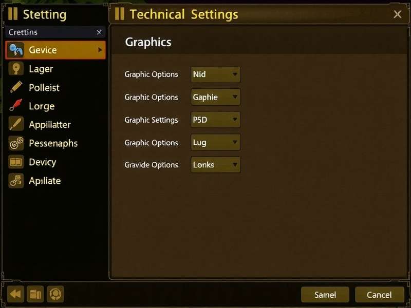 Ginger Guardian Emperor technical settings showing graphics options and device compatibility
